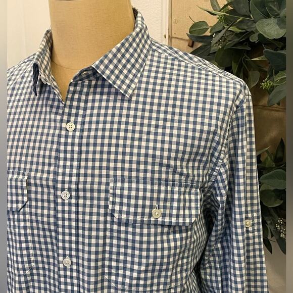 Michael Kors Blue Check Button Down Shirt XL - Picture 2 of 8